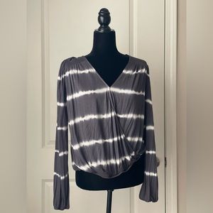 Gray and white blouse